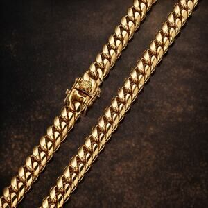 18K Gold Plated 12mm Stainless Steel Miami Cuban Link Chain 24 Inch